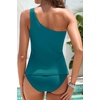 image:imageOne Shoulder Tankini Set Two Piece Tummy Control Swimsuit for WomenTeal