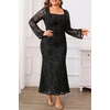 image:imagePlus Size Wedding Guest Dress Fall Floral Mermaid Cocktail Party DressBlack Floral