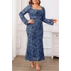 image:imagePlus Size Wedding Guest Dress Fall Floral Mermaid Cocktail Party DressBlue Floral