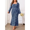 image:imagePlus Size Wedding Guest Dress Fall Floral Mermaid Cocktail Party DressBlue Floral
