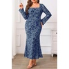 image:imagePlus Size Wedding Guest Dress Fall Floral Mermaid Cocktail Party DressBlue Floral
