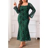 image:imagePlus Size Wedding Guest Dress Fall Floral Mermaid Cocktail Party DressGreen Floral
