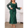 image:imagePlus Size Wedding Guest Dress Fall Floral Mermaid Cocktail Party DressGreen Floral