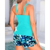 image:imageTankini with Shorts  Tummy Control Two Piece Swimsuit with PocketsAqua Floral