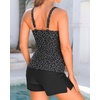 image:imageTankini with Shorts  Tummy Control Two Piece Swimsuit with PocketsBlack Leopard