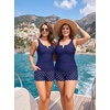 image:imageTankini with Shorts  Tummy Control Two Piece Swimsuit with PocketsBlue Dot
