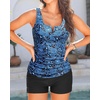 image:imageTankini with Shorts  Tummy Control Two Piece Swimsuit with PocketsBlue Paisley