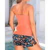 image:imageTankini with Shorts  Tummy Control Two Piece Swimsuit with PocketsOrange Floral