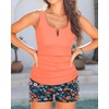image:imageTankini with Shorts  Tummy Control Two Piece Swimsuit with PocketsOrange Floral