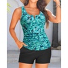 image:imageTankini with Shorts  Tummy Control Two Piece Swimsuit with PocketsPaisley