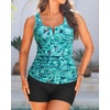 image:imageTankini with Shorts  Tummy Control Two Piece Swimsuit with PocketsPaisley