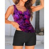 image:imageTankini with Shorts  Tummy Control Two Piece Swimsuit with PocketsPurple Leaf