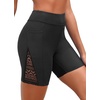 image:imageWomen Swim Shorts with Pockets  7 High Waisted Tummy Control BoyshortsBlack