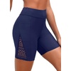 image:imageWomen Swim Shorts with Pockets  7 High Waisted Tummy Control BoyshortsNavy
