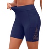 image:imageWomen Swim Shorts with Pockets  7 High Waisted Tummy Control BoyshortsNavy