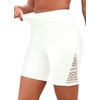 image:imageWomen Swim Shorts with Pockets  7 High Waisted Tummy Control BoyshortsWhite