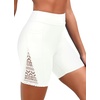 image:imageWomen Swim Shorts with Pockets  7 High Waisted Tummy Control BoyshortsWhite