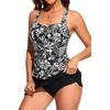 image:imageWomens Tankini Swimsuit with Skirt  Two Piece Bathing Suit with PocketsBlack Floral