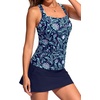 image:imageWomens Tankini Swimsuit with Skirt  Two Piece Bathing Suit with PocketsBlue Floral