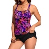 image:imageWomens Tankini Swimsuit with Skirt  Two Piece Bathing Suit with PocketsPurple Pink Leaves