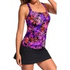 image:imageWomens Tankini Swimsuit with Skirt  Two Piece Bathing Suit with PocketsPurple Pink Leaves