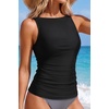 image:imageWomens Tankini Tops Only  Tummy Control Bathing Suit High Neck Swim TopBlack