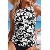 image:imageWomens Tankini Tops Only  Tummy Control Bathing Suit High Neck Swim TopBlack Flower