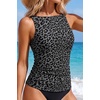 image:imageWomens Tankini Tops Only  Tummy Control Bathing Suit High Neck Swim TopBlack Leopard