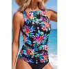 image:imageWomens Tankini Tops Only  Tummy Control Bathing Suit High Neck Swim TopColorful Floral