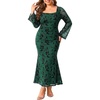 image:imagePlus Size Wedding Guest Dress Fall Floral Mermaid Cocktail Party DressGreen Floral