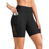 image:imageWomen Swim Shorts with Pockets  7 High Waisted Tummy Control BoyshortsBlack