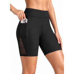 image:imageWomen Swim Shorts with Pockets  7 High Waisted Tummy Control BoyshortsBlack